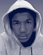 Trayvon Martin wearing a hoodie