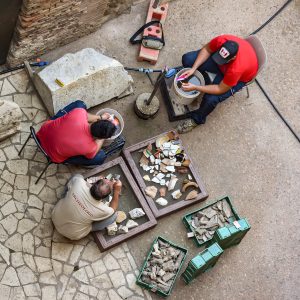 Archaeologists working at the Colosseum