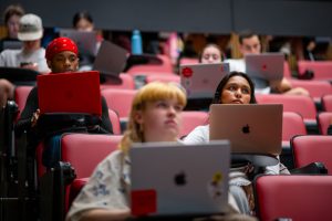Students listening to a lecture.