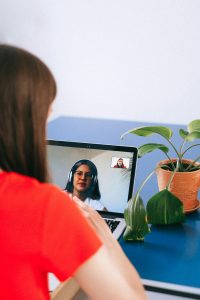 Two women on a video call.